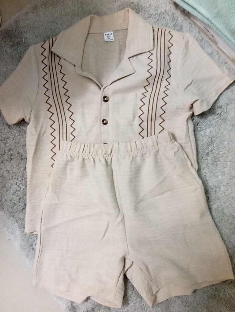 SHEIN Beige Button-Up Linen Shirt
